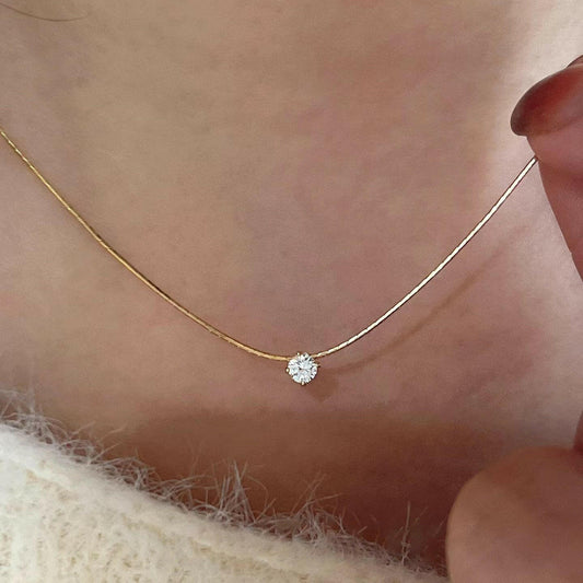S925 Sterling Silver Diamond Pendant Snake Bones Necklace