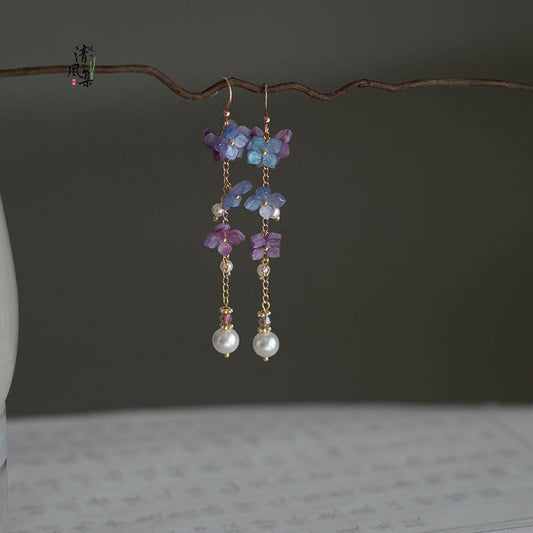Cheongsam Flower Tassel Earrings