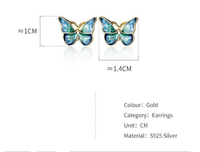 Elegant 925 Silver Butterfly Stud Earrings