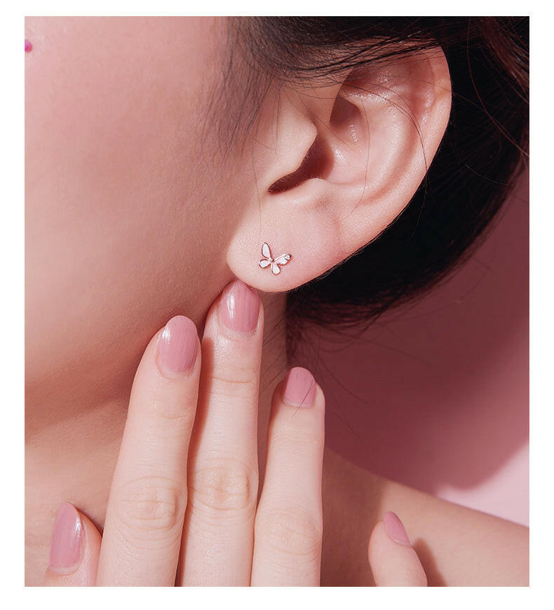 Mini Butterfly Earrings in Silver