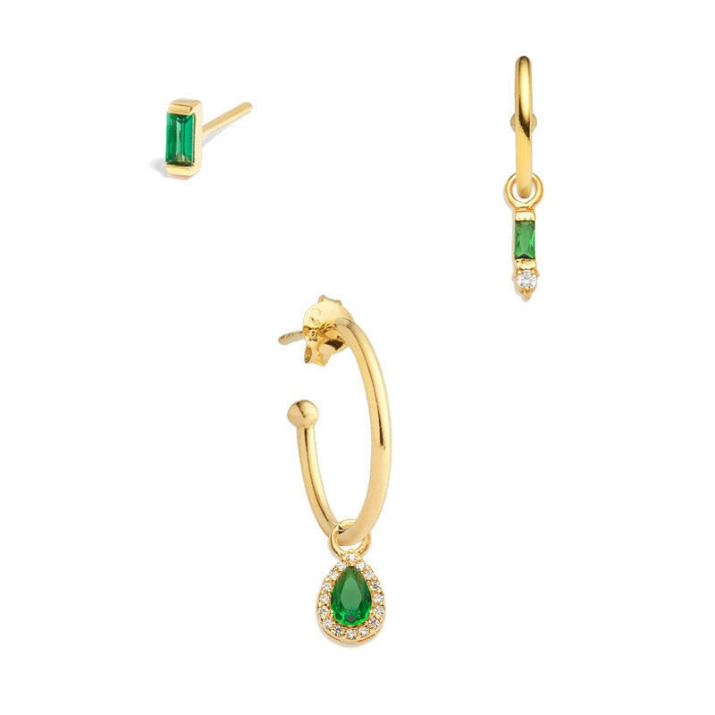 Geometric Copper Earrings Set - 3 Pieces 2 Style