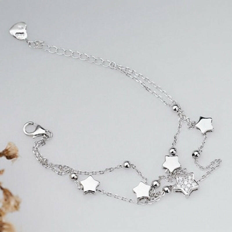 Silver-Plated Double-Layer Five-Pointed Star Bracelet