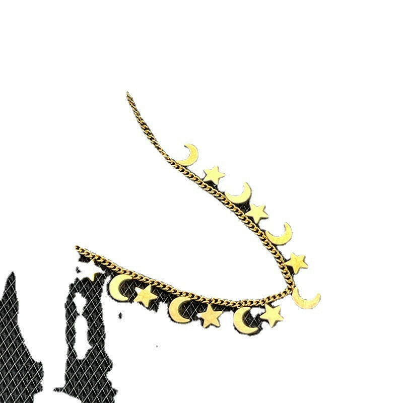Luxury Retro Star Moon Light Tassel Necklace