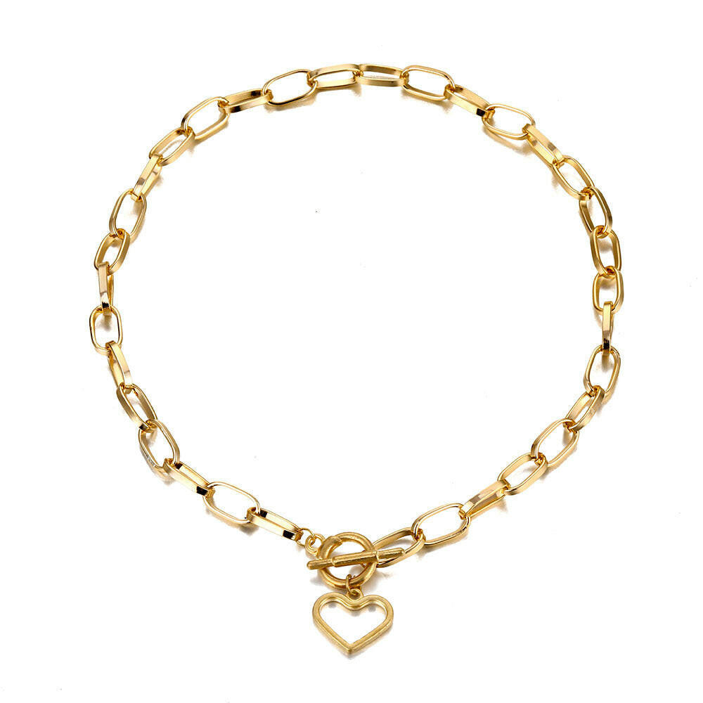 Retro Hip Hop Heart Buckle Love Necklace