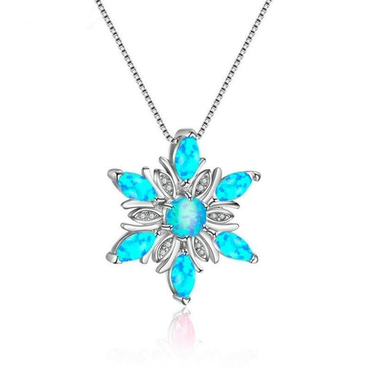Opal Snowflake Pendant Necklace
