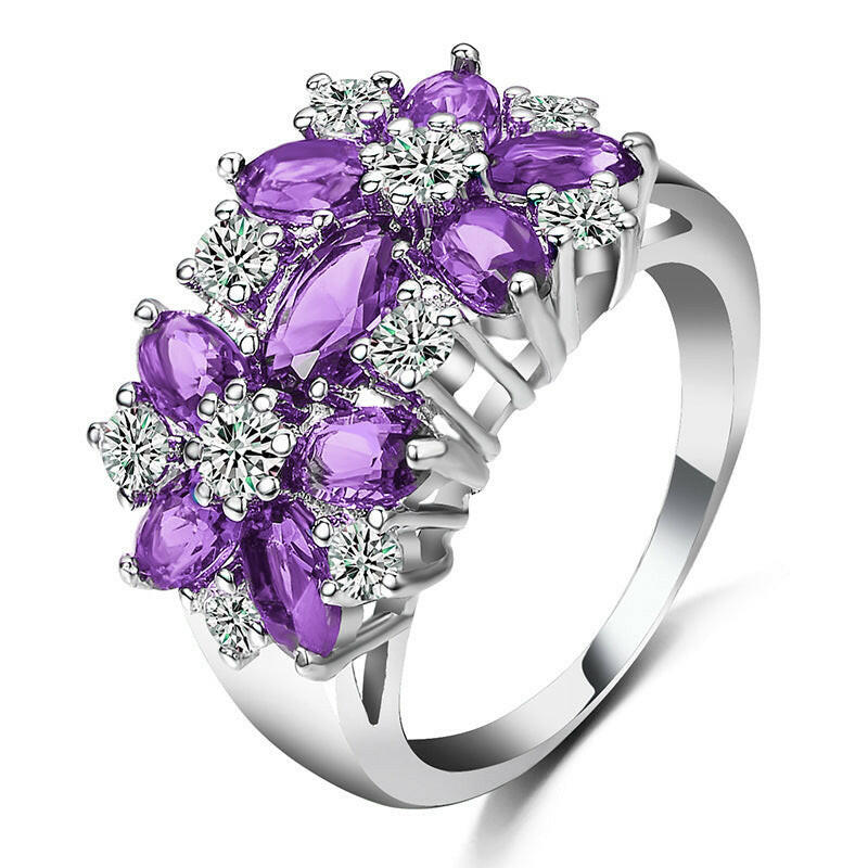 Floral Elegance Wedding Ring - Nature-Inspired Design Violet