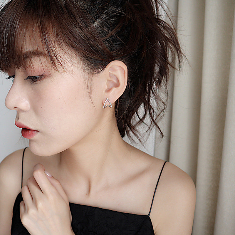 Hollow Out Triangle Zircon Earrings for Women