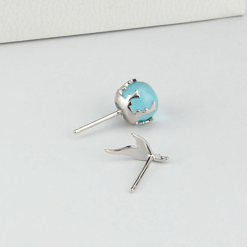 Asymmetrical Silver Mermaid Fishtail Earrings