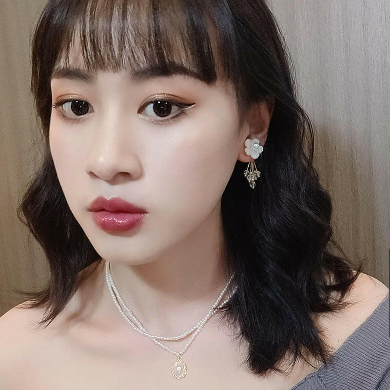 Flower Tassel Earrings - Alloy/Silver/Gold Plated