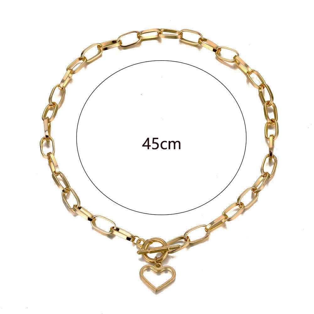 Retro Hip Hop Heart Buckle Love Necklace