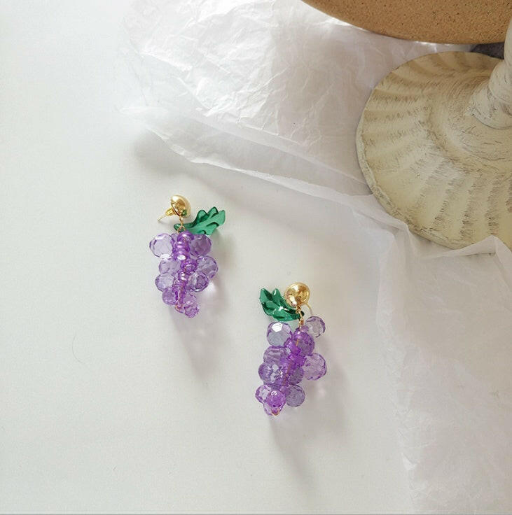 Korean Style Grape Earrings - Fruit-Inspired Accessories