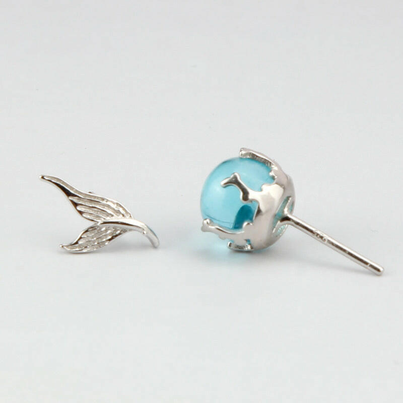 Asymmetrical Silver Mermaid Fishtail Earrings