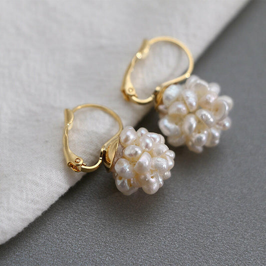 Minimalist 14k Gold Natural Pearl Earrings