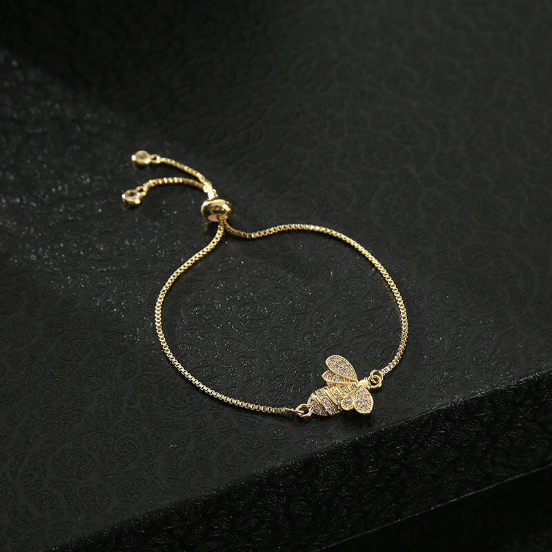 Women's Silver Plated Bee Bracelet - Trendy Fashion Jewelry