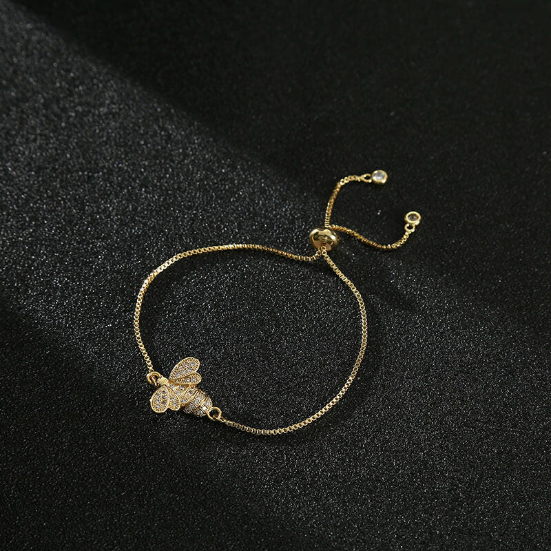 Women's Silver Plated Bee Bracelet - Trendy Fashion Jewelry