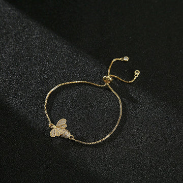 Women's Silver Plated Bee Bracelet - Trendy Fashion Jewelry