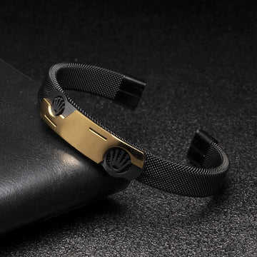 Elegant Stainless Steel Mesh Crown Bracelets Black