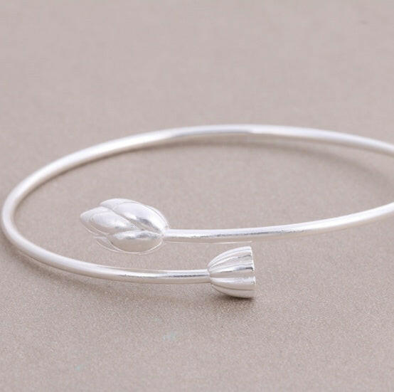 Flower Silver Plated Copper Bangles