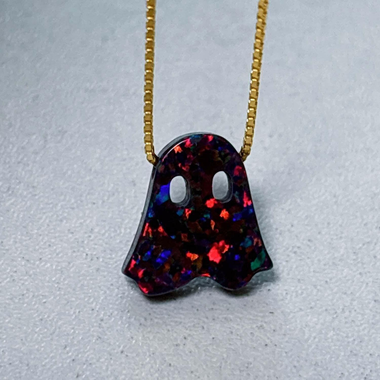 Ghost 925 Sterling Silver Pendant Necklace Black Ghost Gold Necklace