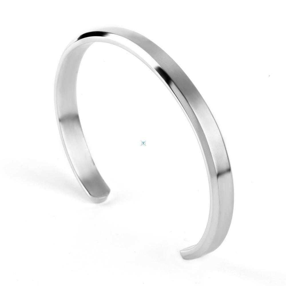 Titanium Steel Cuff Bracelet for Men & Women Silver