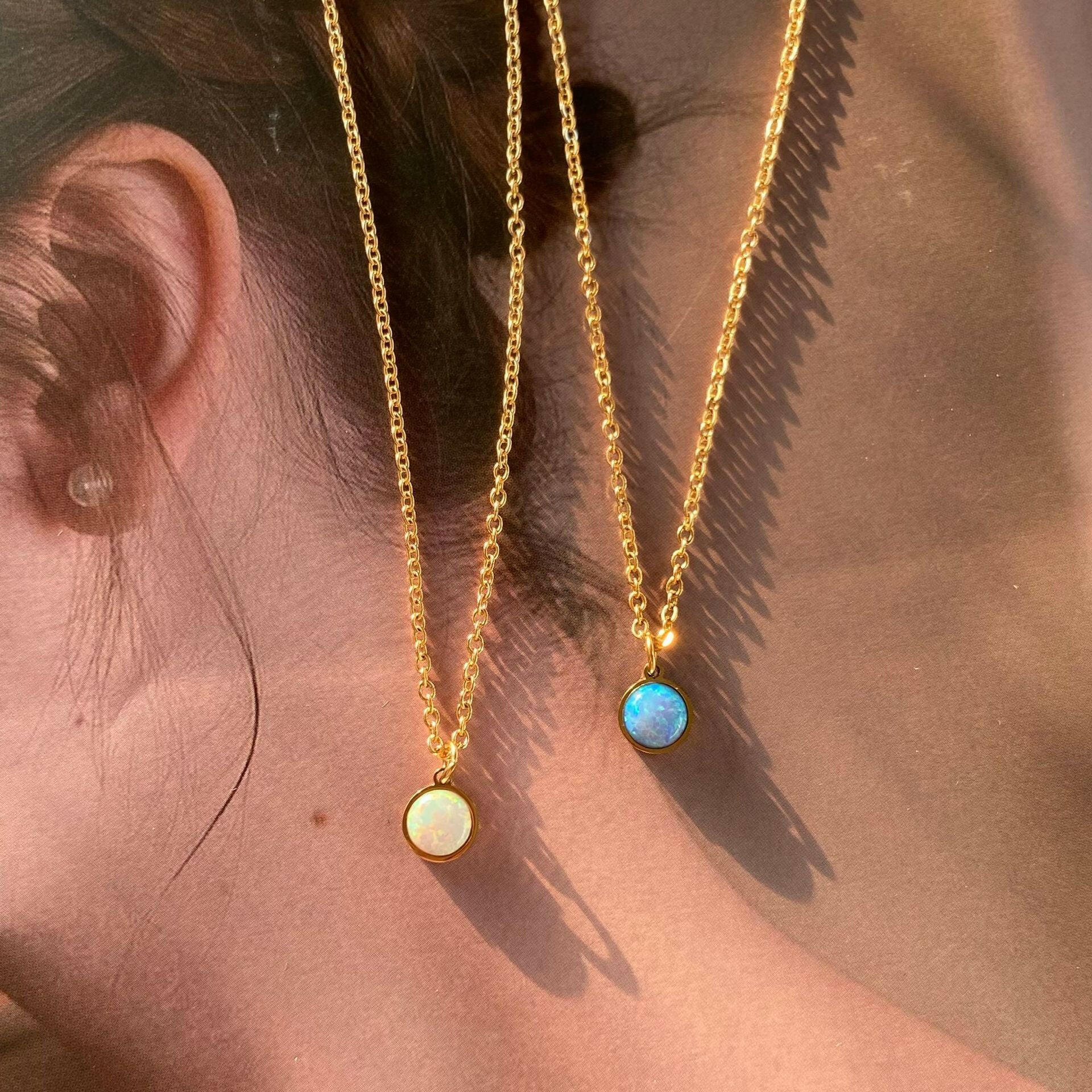 Stunning Opal Stone Round Pendant Necklace for Women
