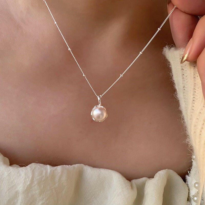 S925 Sterling Silver Freshwater Pearl Necklace for Women