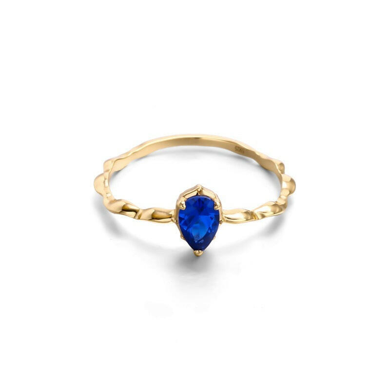 Sapphire Glow Water Drop Ring Water drop zircon ring