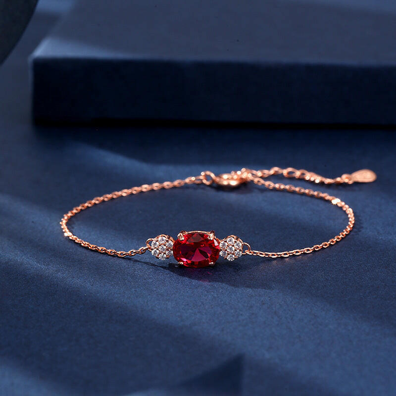 Korean White Copper Red Sapphire Bracelet Rose gold rubies
