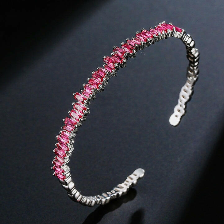 Luxury Micro-Inlaid Zircon Bracelet for Women Red