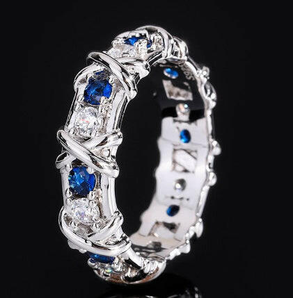 Shiny Luxe Geometric Ring for Women Blue