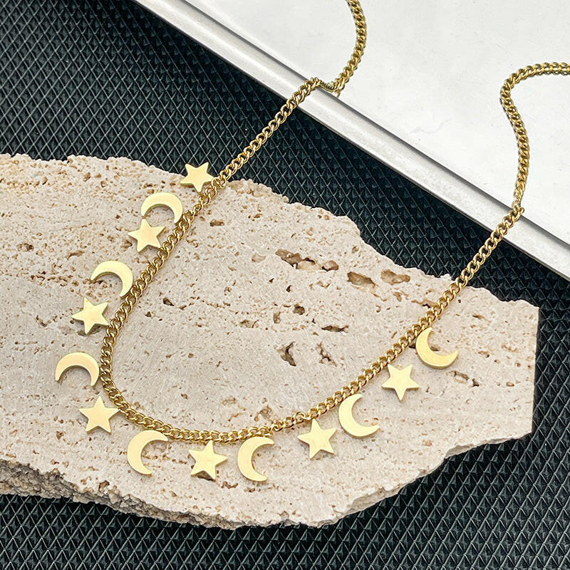 Luxury Retro Star Moon Light Tassel Necklace