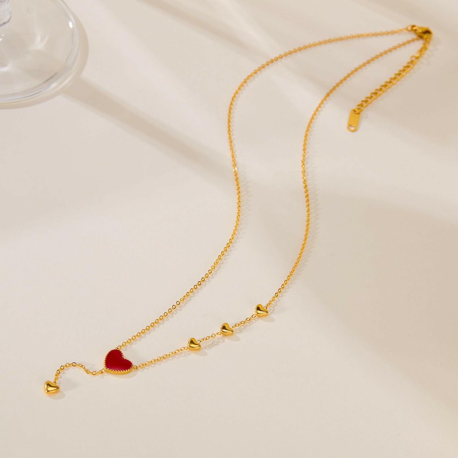 Red Dripping Heart Necklace for Women