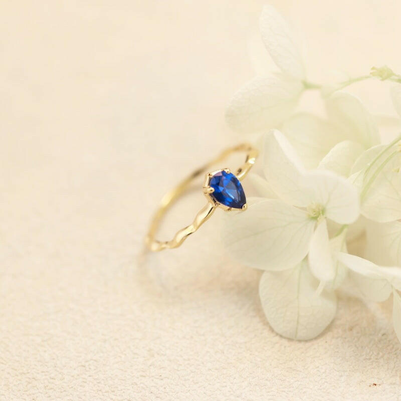 Sapphire Glow Water Drop Ring