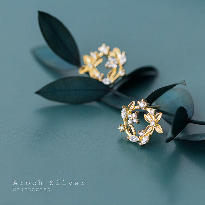 Silver Four-Leaf Clover Stud Earrings