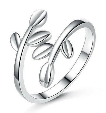 Vintage Simple Leaf Ring for Index Finger Silver