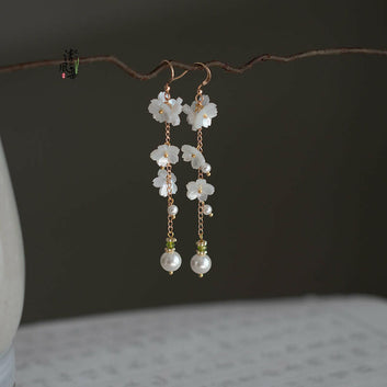 Cheongsam Flower Tassel Earrings