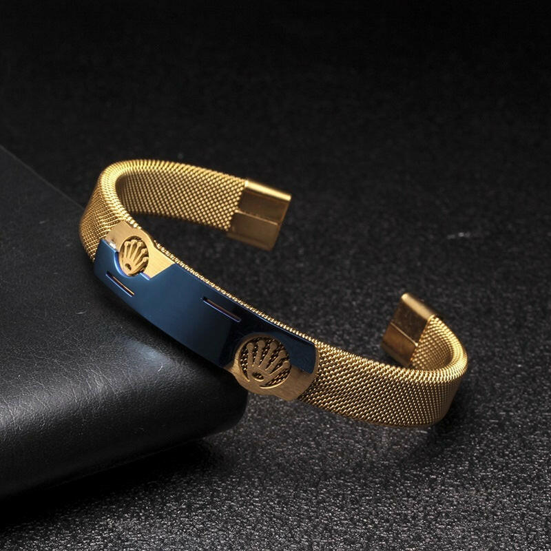 Elegant Stainless Steel Mesh Crown Bracelets Gold