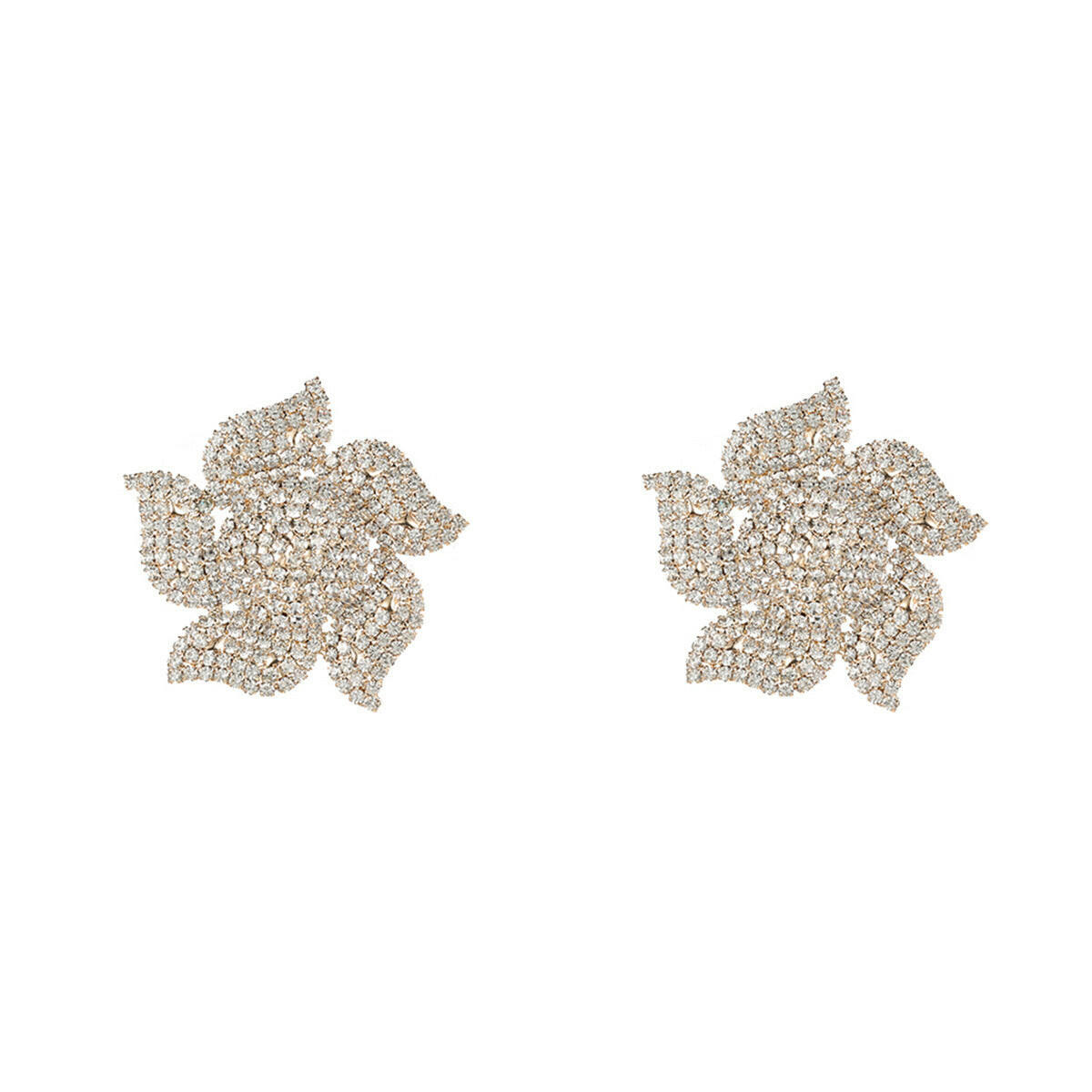 Exaggerated Flower Alloy Earrings Gold