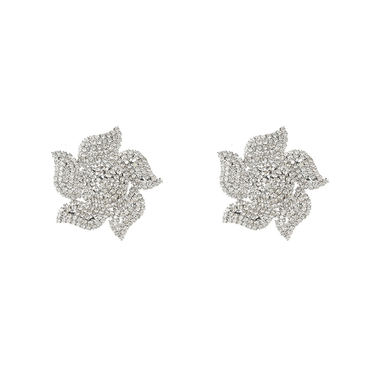Exaggerated Flower Alloy Earrings Silver