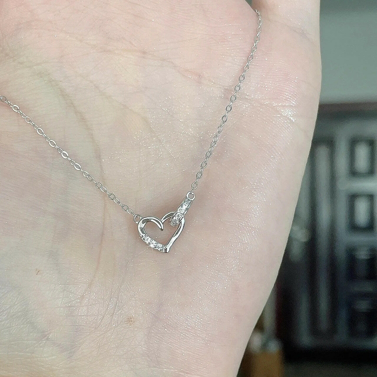 Silver Diamond Love Necklace for Women