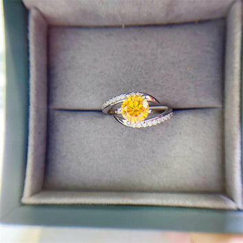 Yellow Glow Moissanite Ring - Elegant Statement Piece