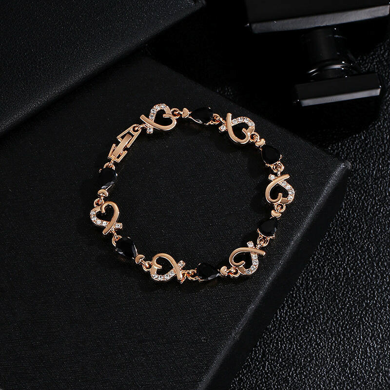 Hollow Love Rhinestone Heart Bracelet