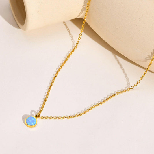 Stunning Opal Stone Round Pendant Necklace for Women