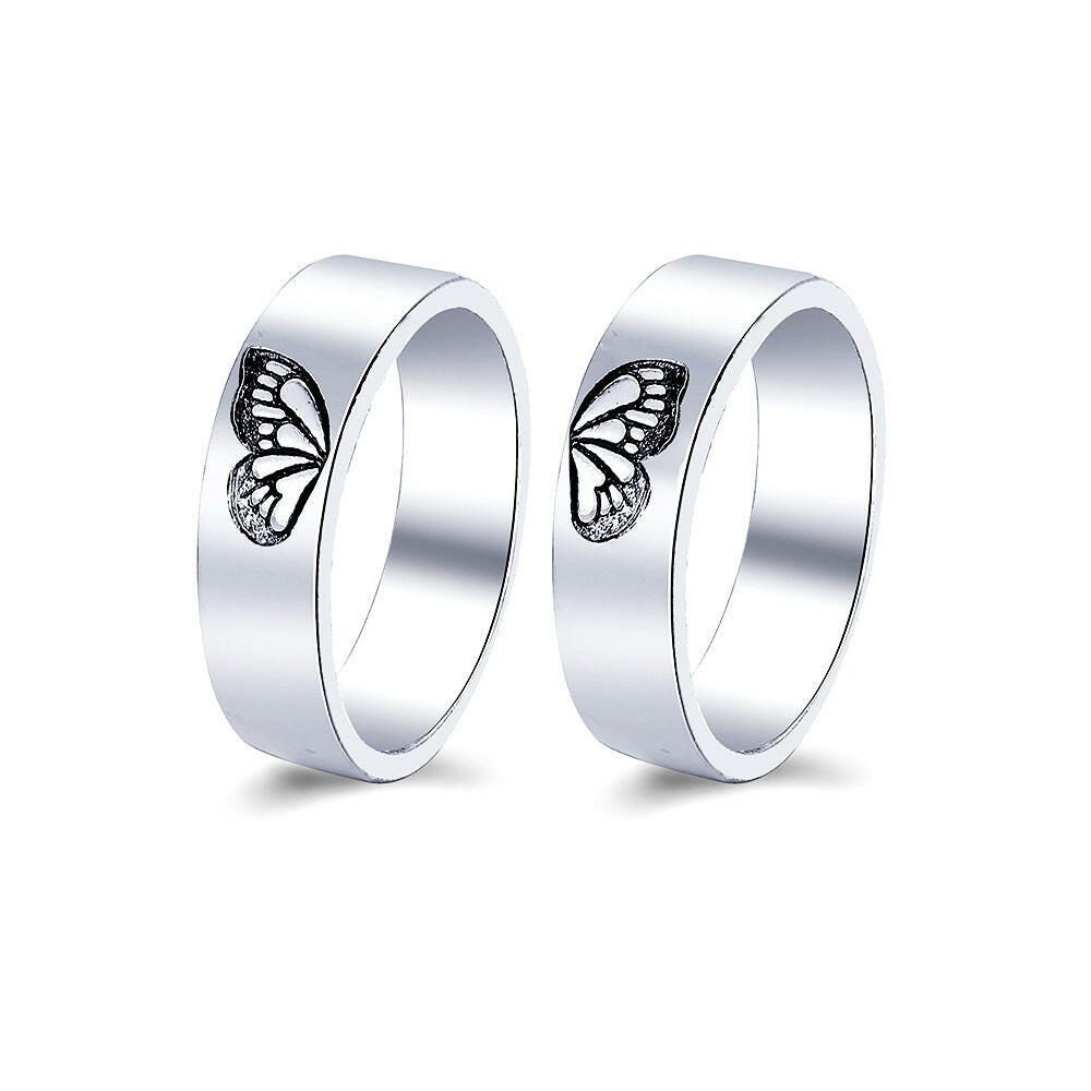 Couple’s Bond Butterfly and Heart Ring Set 55392Style Size 8