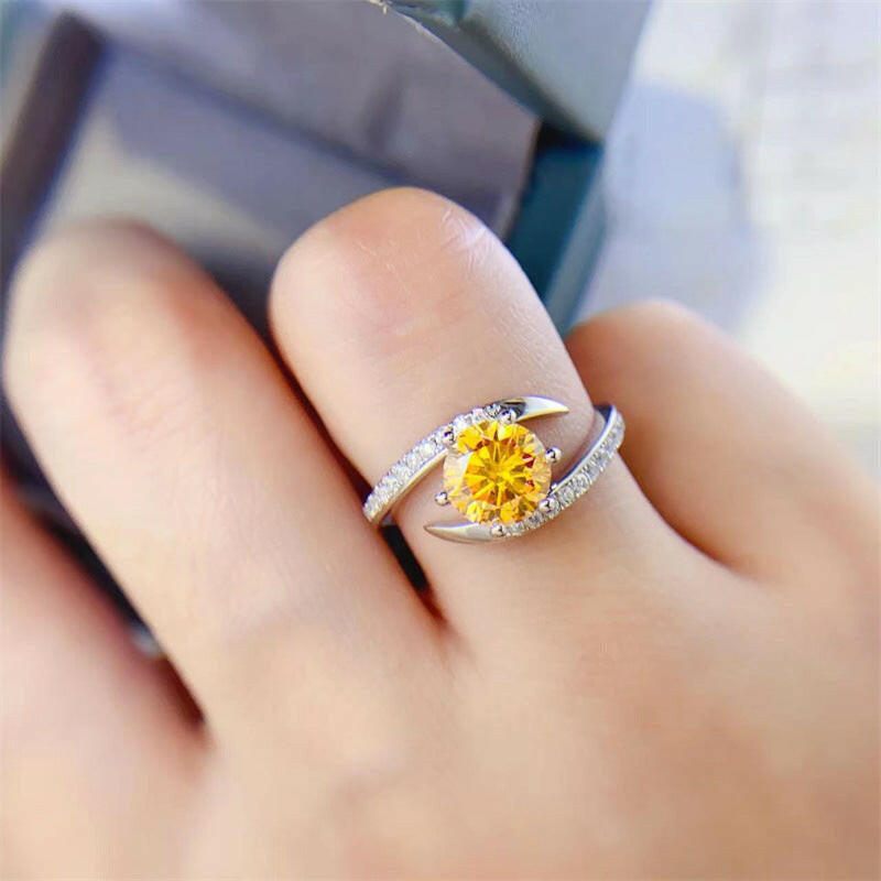 Yellow Glow Moissanite Ring - Elegant Statement Piece