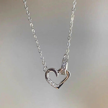 Silver Diamond Love Necklace for Women
