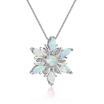 Opal Snowflake Pendant Necklace