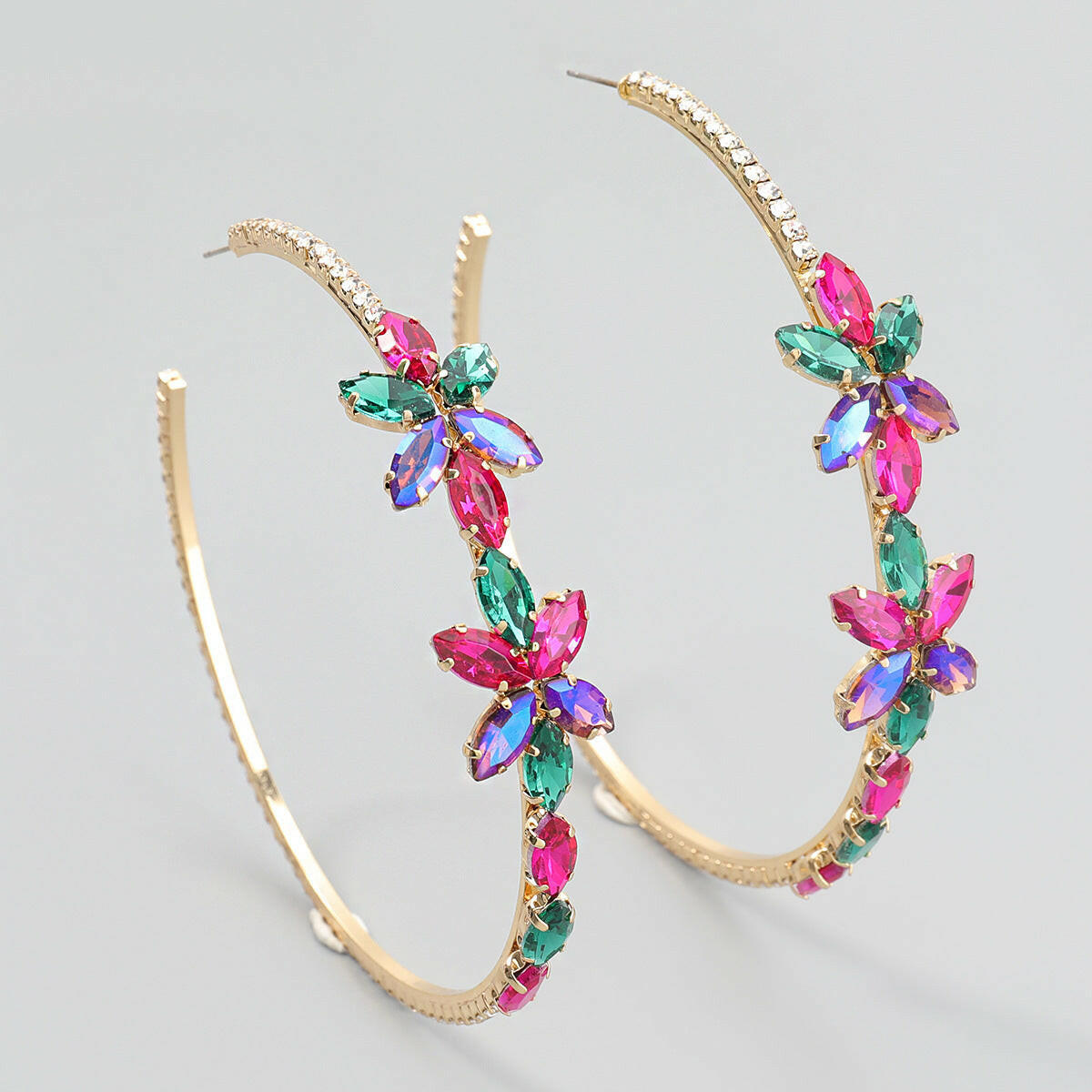 Trendy Rhinestone Flower Earrings for Women