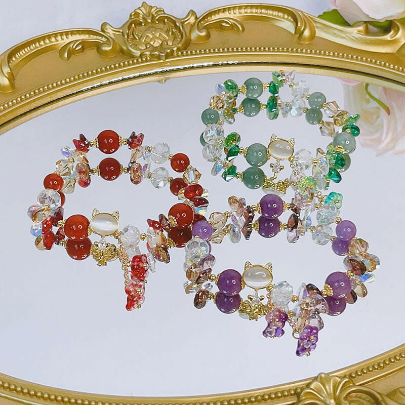 Inlaid Cat Fashion Bracelet with Artificial Crystals