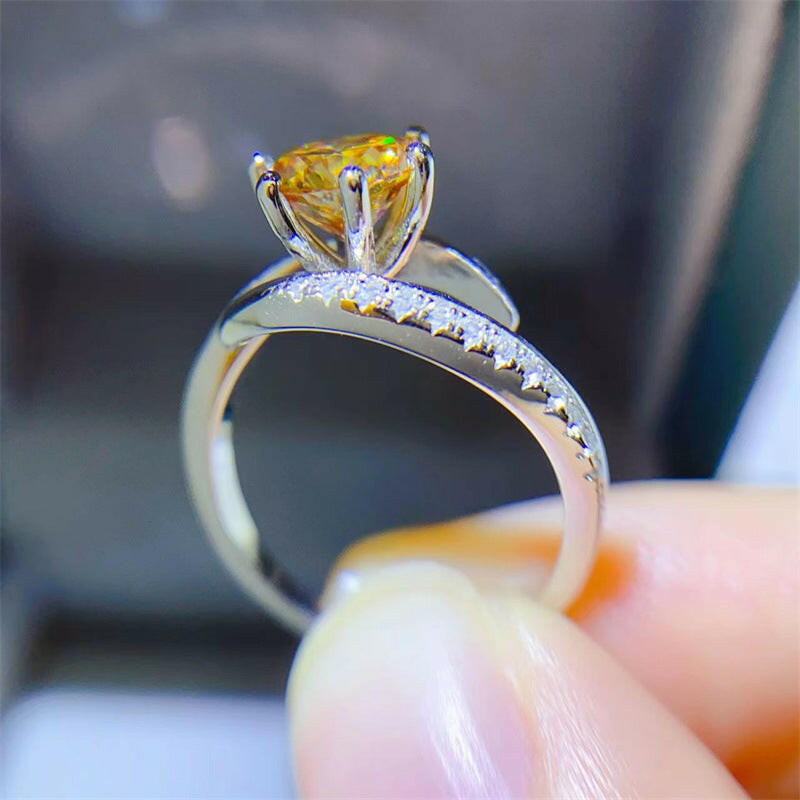 Yellow Glow Moissanite Ring - Elegant Statement Piece